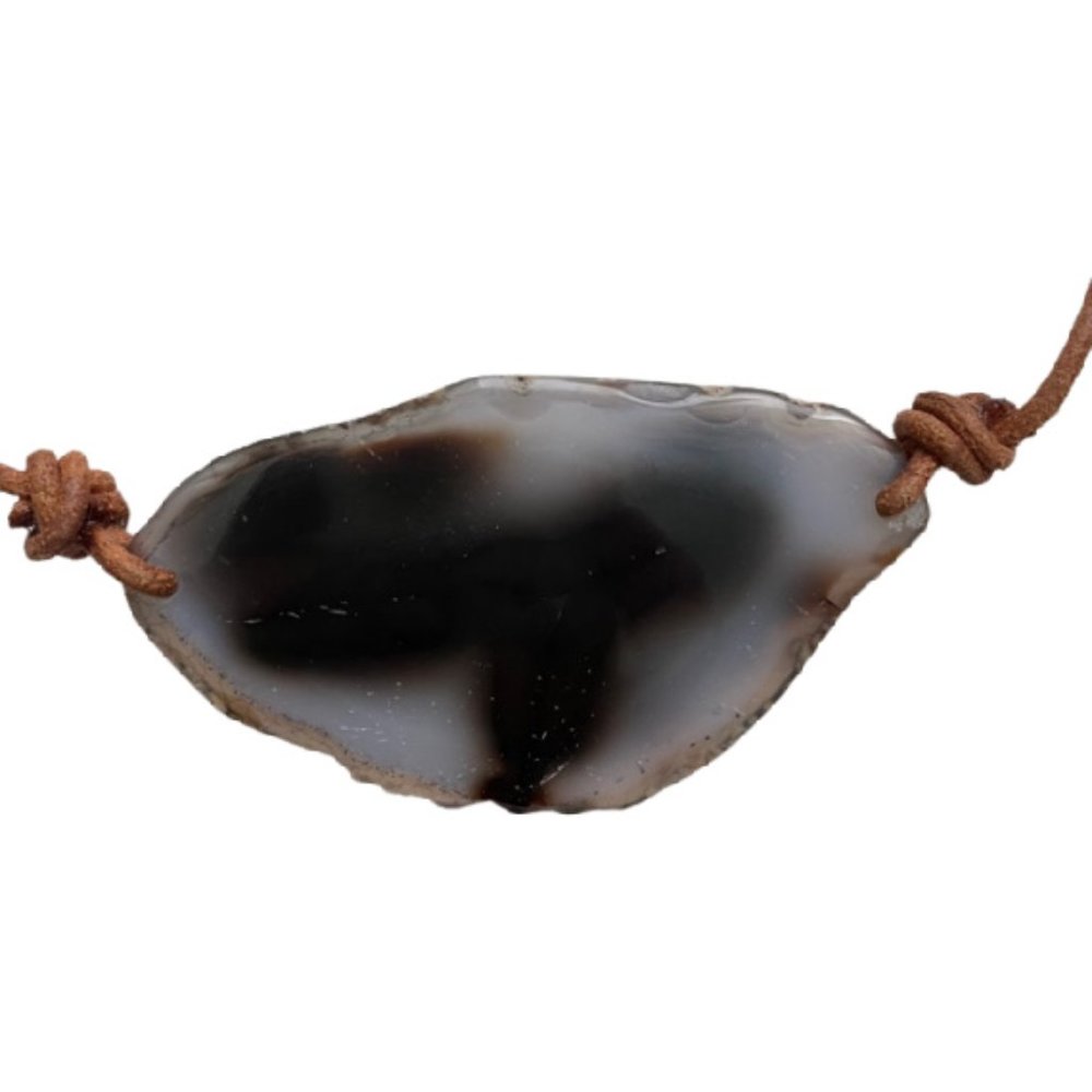 Natural Agate Slice Druzy Necklace - Picture 2 of 3